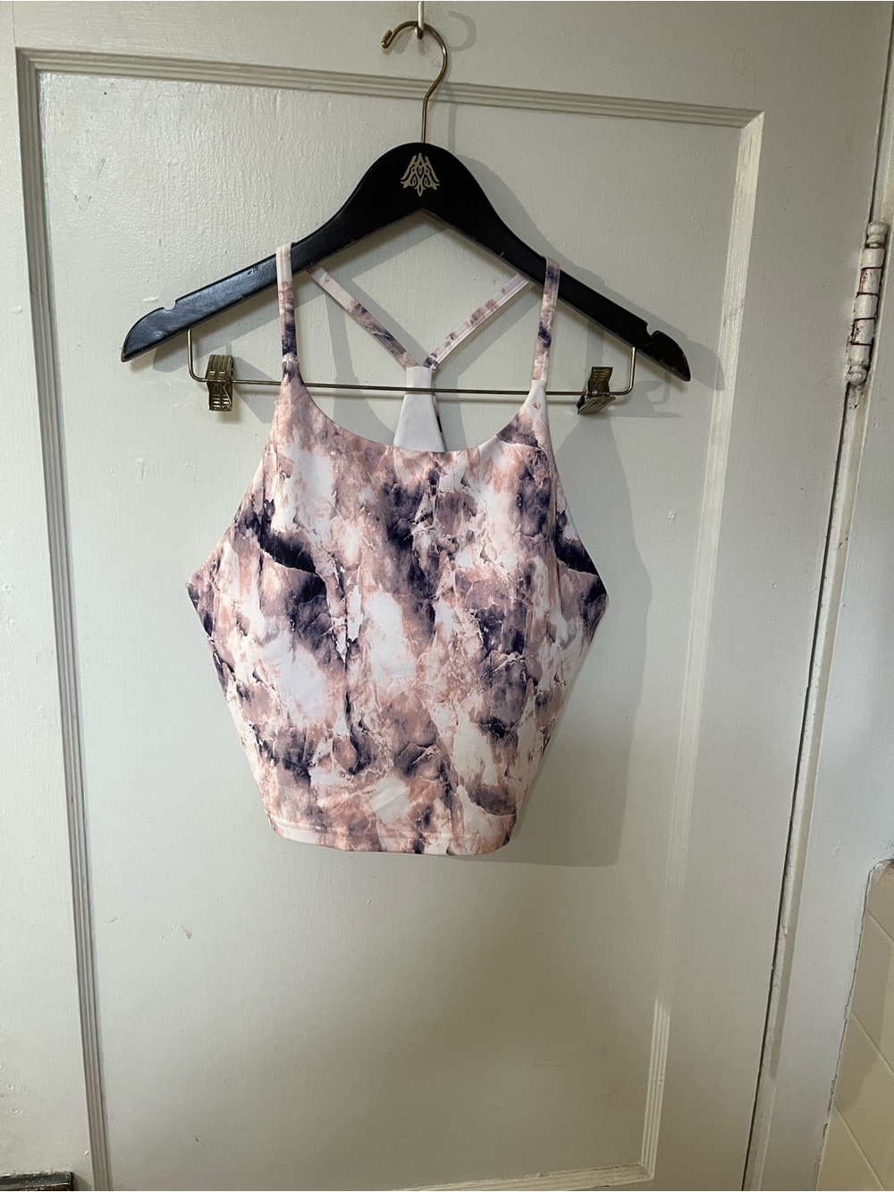 Old Navy PowerSoft Longline Sports Bra Tank Top Marble Size Large EUC
